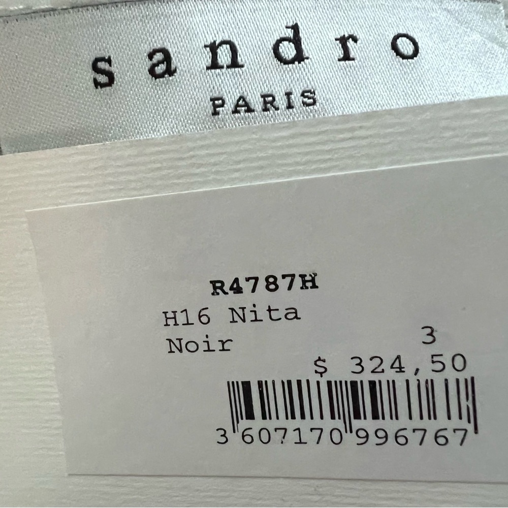 NWT Sandro Paris Nito Layered Lace Dress Black & White - Picture 7 of 9